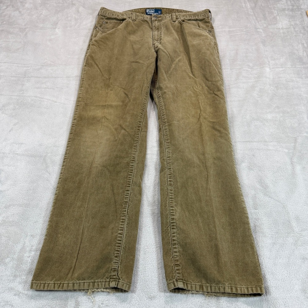 Polo Ralph Lauren Mens 36x30 Tan Brown Corduroy Pants Straight Leg Dungarees